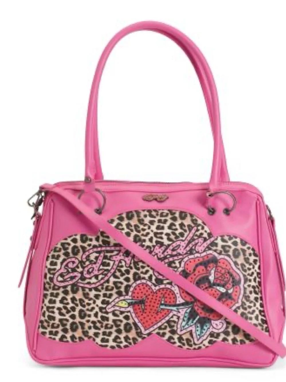 Ed Hardy Leather Leopard Print Bag